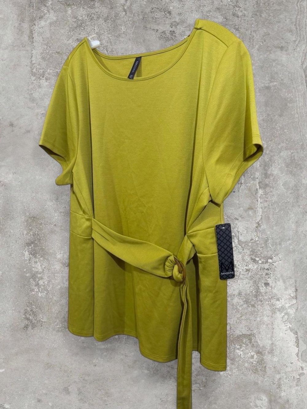Massini Lime Green Short Sleeve Tie-Waist Tunic Size 1X
